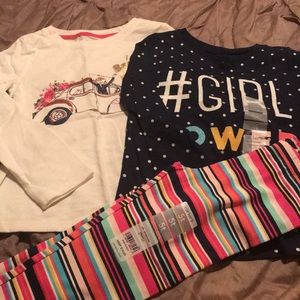 Brand new OshKosh &Carter’s 5T. 2 shirts & legging
